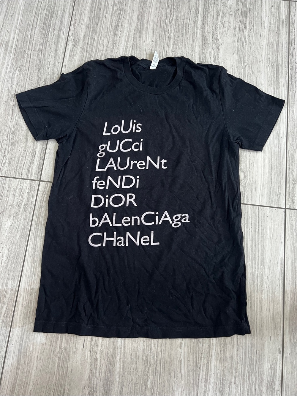 Bella Canvas Black Short-Sleeve Tee with White Stacked Brand Text